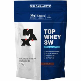 Top Whey 3W Refil + Performance 1,8kg Chocolate - Whey Protein Max Titanium 1